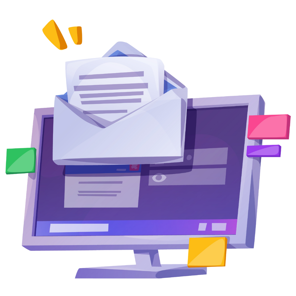 écran d'ordinateur avec un email ouvert qui ressort